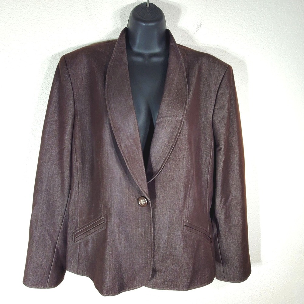 Le Suit Classic Brown Professional Women Blazer Jacket Size 18 Business Attire